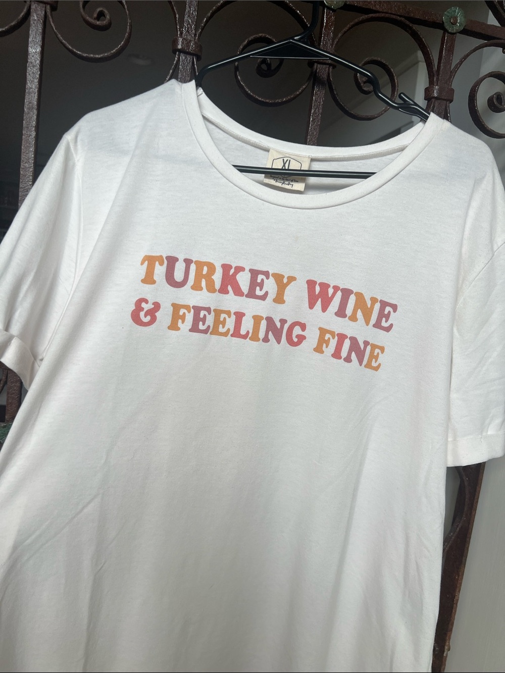 Women's White 'Turkey Wine & Feeling Fine' Graphic Tee